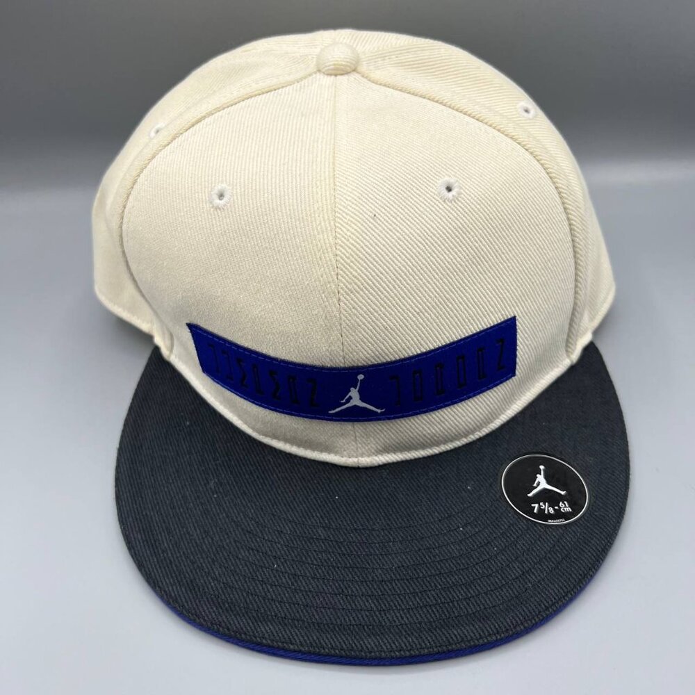Air Jordan J11 Hat Men 7 5/8 White‎ Blue Jumpman Fitted Cap